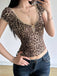 Brown 1980s Leopard Deep V-Neck Tank Top