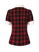 Red 1930s Shirt Collar Gingham Plaid Top