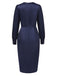 [Pre-Sale] Dark Blue 1940s Tie Neck Pleated Dress