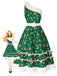 [Pre-Sale] Green 1950s Candy Cane One-Shoulder Dress