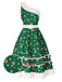 [Pre-Sale] Green 1950s Candy Cane One-Shoulder Dress