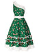 [Pre-Sale] Green 1950s Candy Cane One-Shoulder Dress