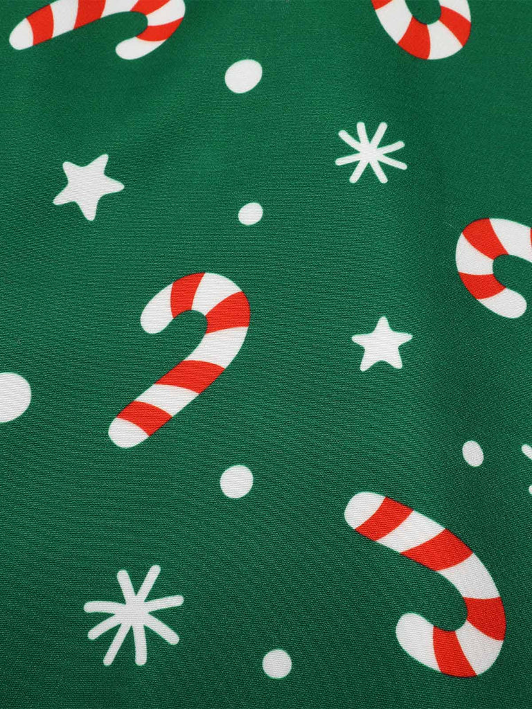 [Pre-Sale] Green 1950s Candy Cane One-Shoulder Dress