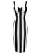 Black 1960s Vertical Stripe Straps Pencil Dress