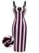 Black 1960s Vertical Stripe Straps Pencil Dress