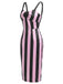 Black 1960s Vertical Stripe Straps Pencil Dress