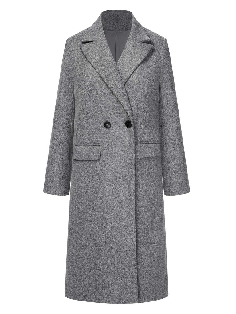 Gray 1960s Over Knee Lapel Coat