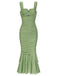 1930s Solid Pleated Wide Strap Fishtail Dress