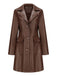 1940s Solid Lapel Leather Trench Coat