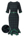 [Pre-Sale] 1930s Crew Neck Tartan Plaid Belted Mermaid Dress