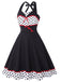 1950s Contrast Polka Dot Patchwork Halter Dress