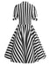 1950s Halloween Striped Hollow Collar Dress