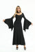 Black 1930s Solid Batwing Cuffs Fishtail Dress