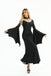 Black 1930s Solid Batwing Cuffs Fishtail Dress