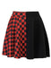 1970s Checks Plaid Ruched Patchwork Skirt