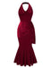 Deep Red 1930s Glitter Cowl Neck Mermaid Dress