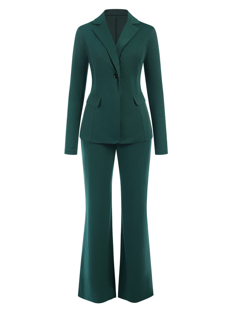 Green 1940s Solid Lapel One Button Suit