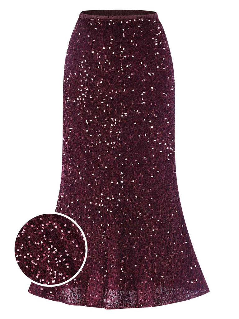 1930s Velvet Sequined Mermaid Skirt