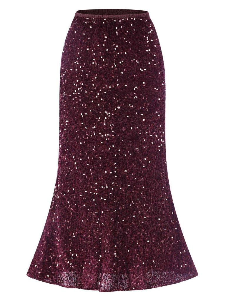 1930s Velvet Sequined Mermaid Skirt