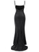 Black 1920s Glitter Floor-Length Straps Dress