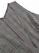 2PCS Grey 1940s V-Neck Plaid Dress & Satin Blouse