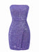 Purple 1970s Solid Sequined Skinny Dress