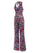 Multicolor 1970s Hippie Floral Halter Jumpsuit