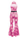1970s Geometric Pattern Patchwork Halter Jumpsuit