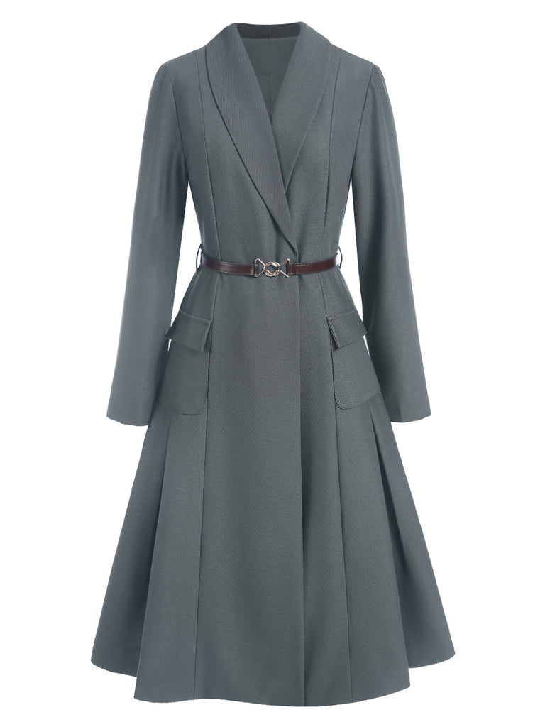 [Pre-Sale] Dark Gray 1950s Solid Belt Vintage Coat