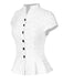 [Pre-Sale] White 1930s Dots Pleated Hem Smocked Blouse