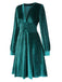 1950s Deep V-Neck Velvet Button Solid Dress