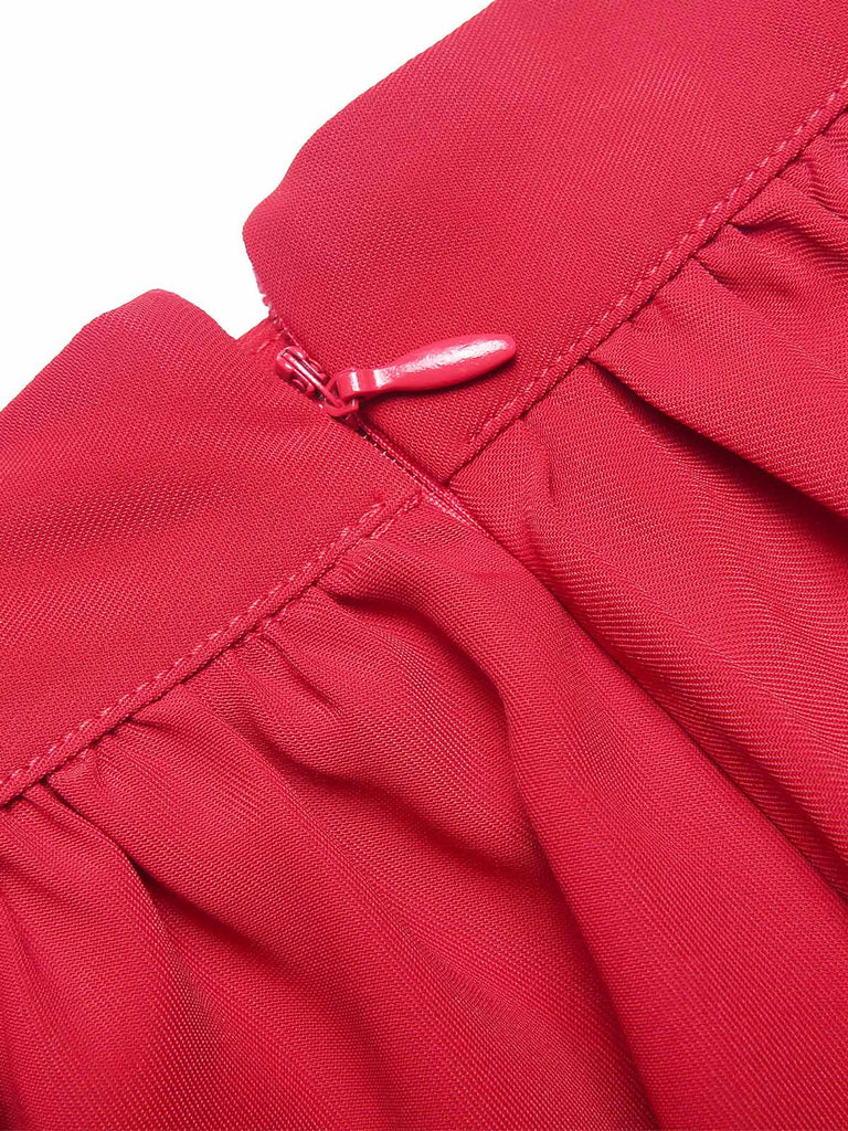 [Pre-Sale] Red 1940s Solid Layered Suspender Skirt