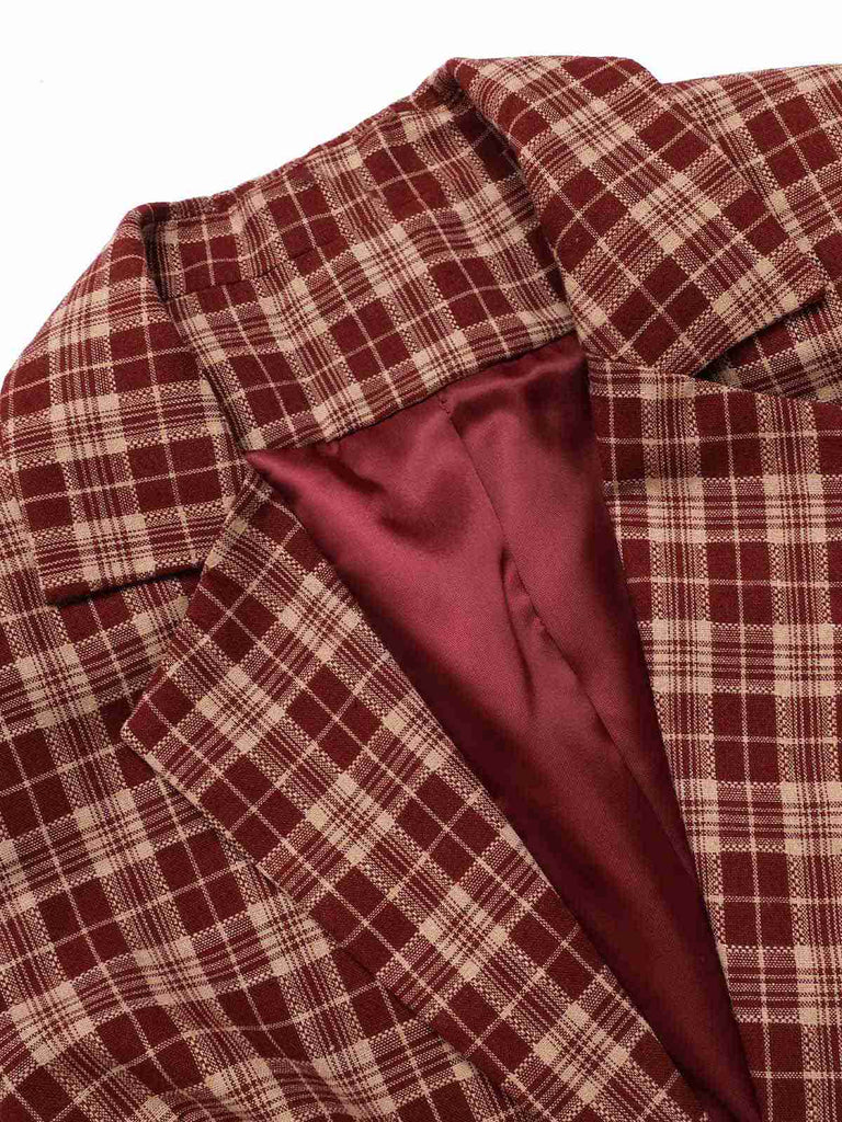 [Pre-Sale] Red 1960s Plaid Lapel Short Coat