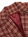 [Pre-Sale] 2PCS Red 1960s Plaid Lapel Short Coat & Slit Skirt