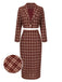 [Pre-Sale] 2PCS Red 1960s Plaid Lapel Short Coat & Slit Skirt