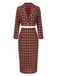 [Pre-Sale] 2PCS Red 1960s Plaid Lapel Short Coat & Slit Skirt