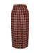 [Pre-Sale] 2PCS Red 1960s Plaid Lapel Short Coat & Slit Skirt