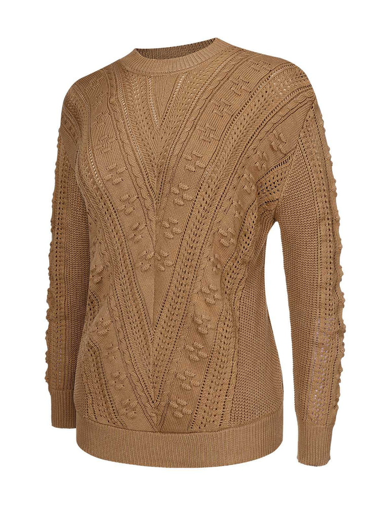 1960s Crew Neck Textured Knit Sweater