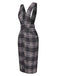 Grey 1960s Button Plaid Pinafore Dress