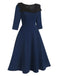 1950s Solid Irregular Collar Half Sleeves Dress