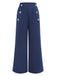 Dark Blue 1940s Double Breasted Wide Leg Pants