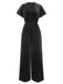 1940s Solid Waist Tie V-Neck Velvet Jumpsuit