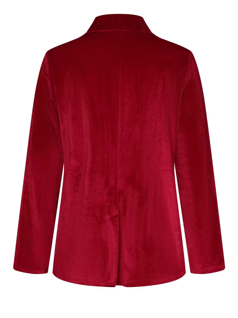 1930s Lapel Pocketed Velvet Solid Coat