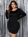 [Plus Size] Black 1970s Back Deep V Dress