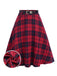 [Pre-Sale] Red 1940s Plaid Belted A-Line Skirt