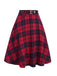 [Pre-Sale] Red 1940s Plaid Belted A-Line Skirt