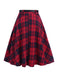 [Pre-Sale] Red 1940s Plaid Belted A-Line Skirt