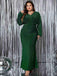 [Plus Size] Green 1930s Solid Glitter V-Neck Mermaid Dress