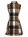 Multicolor 1970s Lapel Plaid Sleeveless Coat