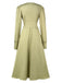 1940s Solid V-Neck Faux Satin Button Dress